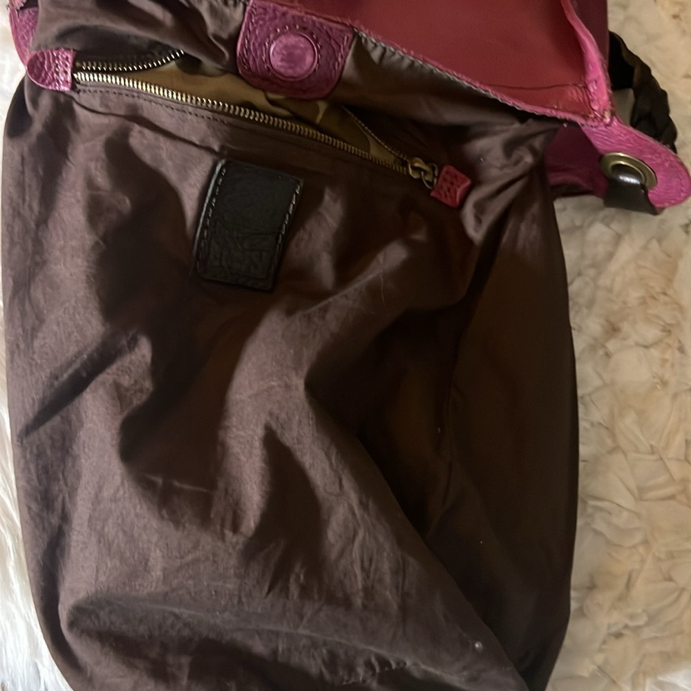 Lucky Brand Women's Dark Pink Slouchy Hobo Boho Bag Size 12" x 14" x 5" - Picture 11 of 12